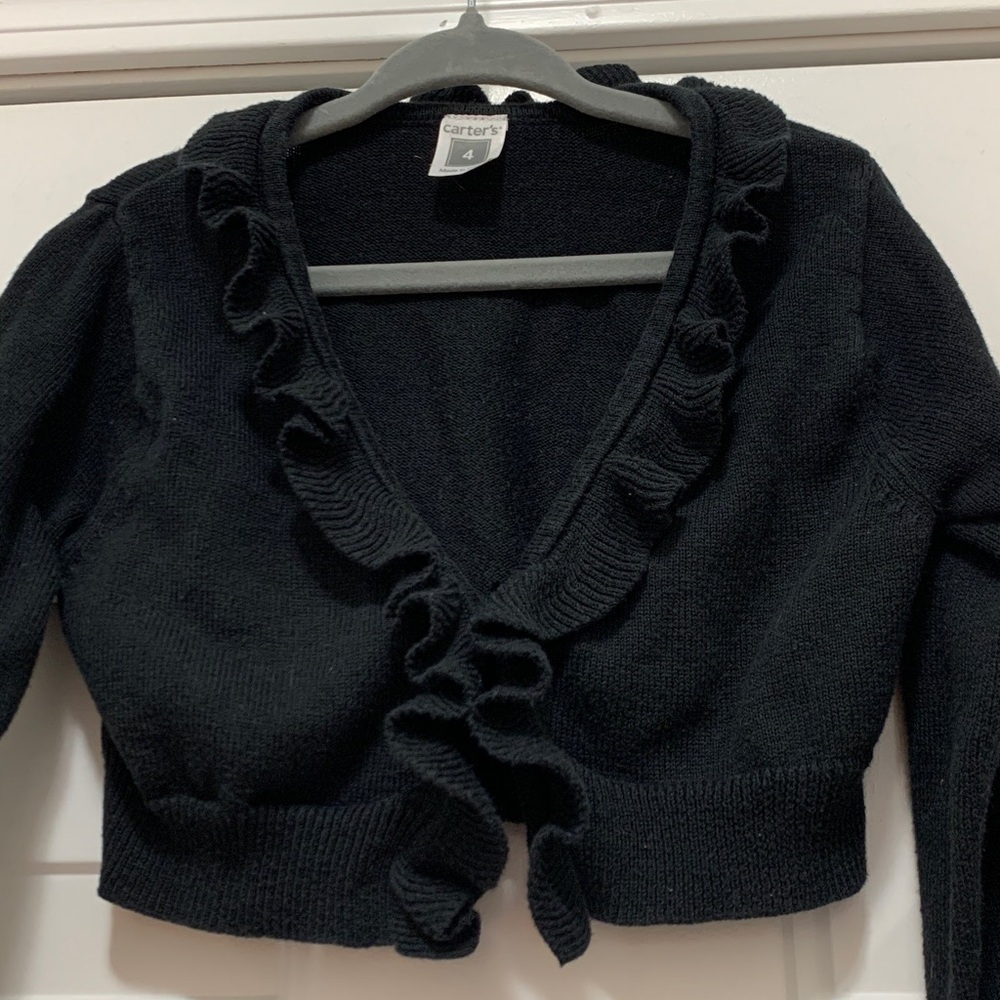 4/$10 Carter's Black Size 4 Sweater Cardigan or Shrug With Ruffles